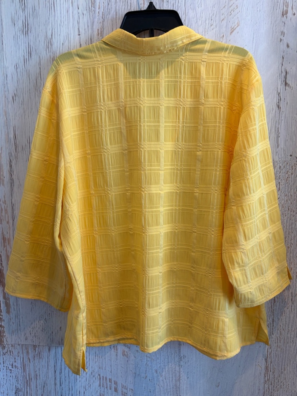 Joanna Plus Textured Yellow Button-Down Shirt with Collar - Picture 3 of 4